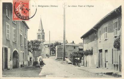 .CPA  FRANCE 69 "  Brignais, Le vieux pont et l'église"
