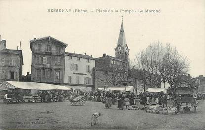 .CPA FRANCE 69 " Bessenay, Place de la Pompe, le marché"