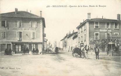 .CPA FRANCE 69 " Belleville sur Saone, Quartier de la gare, Route de Beaujeu"