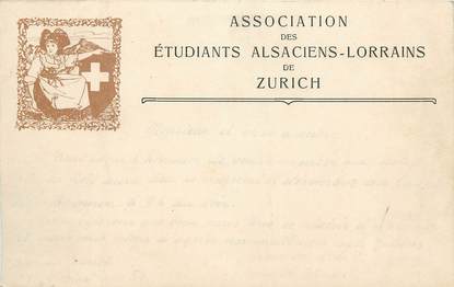 CPA SUISSE "Association des Etudiants alsaciens Lorrains de Zurich"