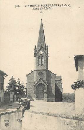 .CPA  FRANCE 69 " Civrieux d'Azergues, Place de l'église"