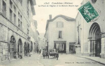 .CPA  FRANCE 69 " Condrieu, Place de l'Eglise"