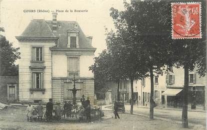 .CPA  FRANCE 69 " Cours, Place de la Bouverie"