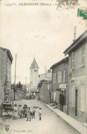 .CPA  FRANCE 69 " Chaponost, La rue de l'église"