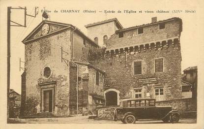 .CPA  FRANCE 69 " Charnay, Entrée de l''église et vieux château"
