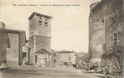 .CPA  FRANCE 69 " Charnay, Abside de l'église et vieux château"