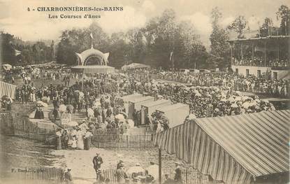  .CPA FRANCE 69 "Charbonnières les Bains, Les courses d'ânes" / ANE