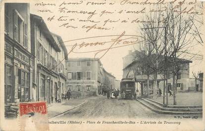 .CPA  FRANCE 69 " Francheville le Bas, La place" / TRAM