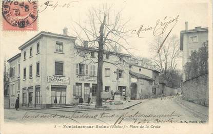 .CPA  FRANCE 69 " Fontaines sur Saône, Place de la croix"