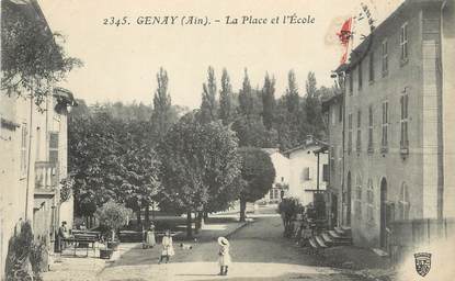 .CPA FRANCE 69 " Genay, La place et l'école"