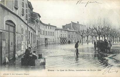 .CPA FRANCE 69 " Givors,  Le quai du Rhône"/ INONDATIONS