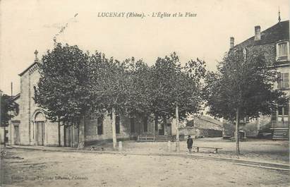 .CPA FRANCE 69 "Lucenay, L'église et la place"