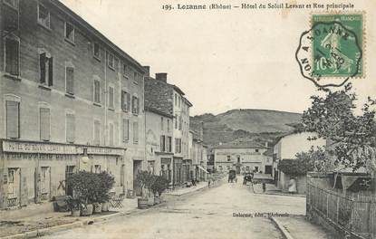 .CPA  FRANCE 69 " Lozanne, Hôtel du Soleil Levant et rue principale"