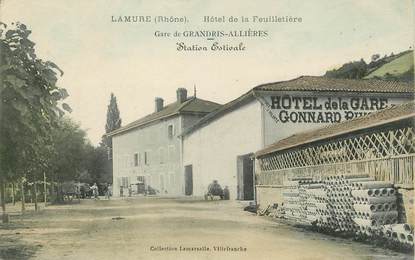 .CPA  FRANCE 69 " Lamure, Hôtel de la Feuilletière, Gare de Gandris Allières"