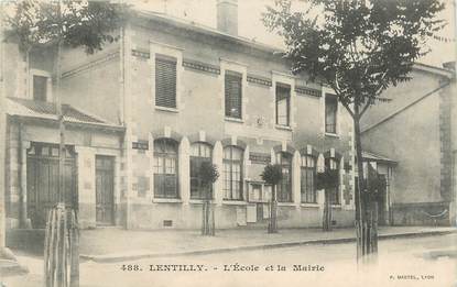 .CPA  FRANCE 69 " Lentilly, L'école et la Mairie"