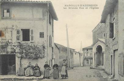.CPA  FRANCE 69 " Marcilly d'Azergues, La grande rue et l'église"