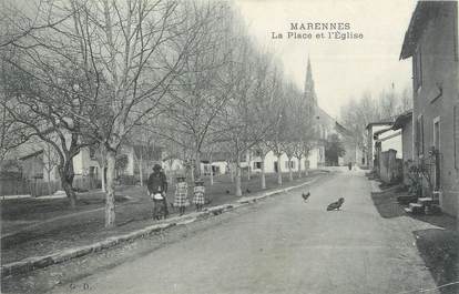 .CPA  FRANCE 69 " Marennes, La place et l'église"