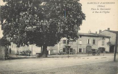 .CPA  FRANCE 69 " Marcilly d'Azergues, Place du Maronnier et rue de l'église"
