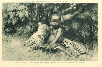 CPA SOUDAN HAUTE VOLTA "Léopard et petit enfant"