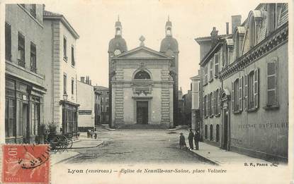 .CPA FRANCE 69 " Neuville  sur Saône, L'église Place Voltaire"