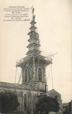 .CPA FRANCE 69 " Odenas, Réfection du clocher (1937)"