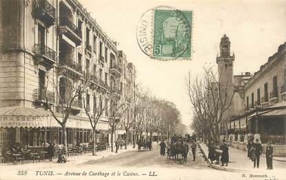 CPA TUNISIE   "Tunis, avenue de Carthage et le casino"