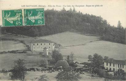 .CPA  FRANCE 69 "Les Sauvages, Fête des Bleus, Un coin du Charpenet"