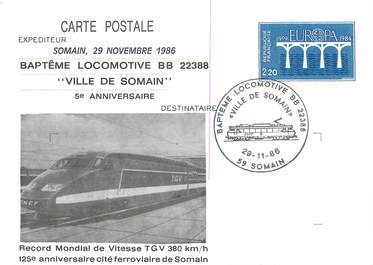 .CPSM  FRANCE 59 "Somain, Baptême de locomotive" / TGV