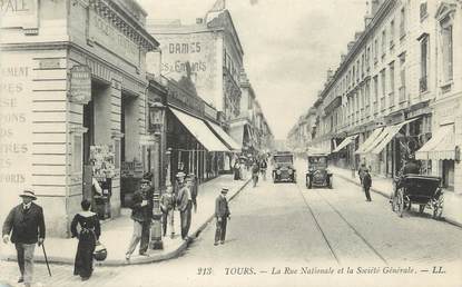 .CPA  FRANCE 37 "Tours, La rue nationale et la Société Générale" /BANQUE