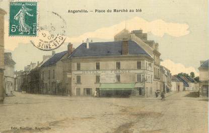 CPA FRANCE 91 "Angerville, Place du Marché au Blé, Hotel de France"