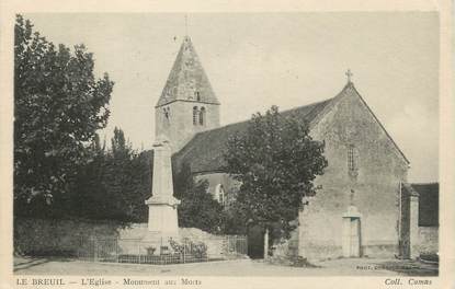 .CPA  FRANCE 21 "Le Breuil, l'église et le monument aux morts"