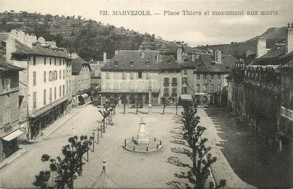 .CPA  FRANCE 48 "Marjevols, Place Thiers et monument aux morts"