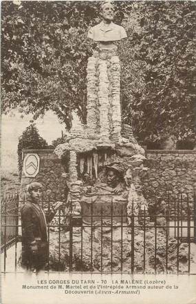 .CPA  FRANCE 48 "La Malène, Monument de M. Martel et de Armand" / GROTTE