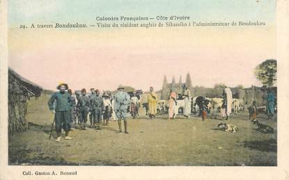   CPA COTE D'IVOIRE "Bondoukou, visite du résident anglais de Sikassiko"