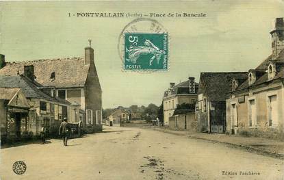 CPA FRANCE 72 "Pontvallain, Place de la Bascule"