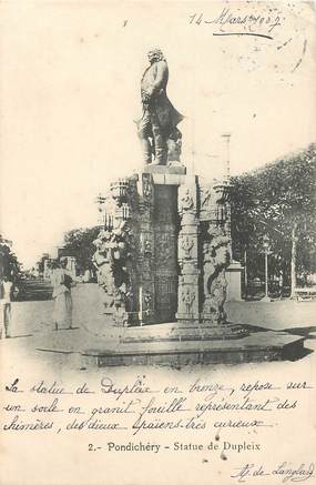 CPA INDE "Pondichéry, statue de Dupleix"