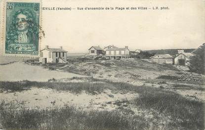 .CPA  FRANCE 85  "Longueville, Vue d'ensemble de la plage et des villas"