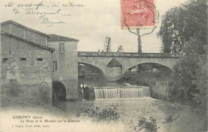 . CPA FRANCE 32 "  Gimont, Le pont et le moulin sur la Gimone"
