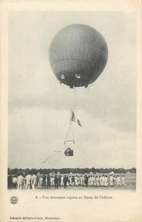 CPA FRANCE 51 "Une ascension captive au Camp de Châlons" / BALLON