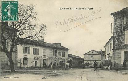 CPA FRANCE 16 "Baignes, Place de la Poste, Au Lion d'Or, Pr. Favreaud"