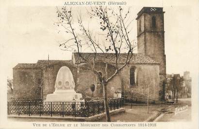 . CPA FRANCE 34 "Alignan du Vent, Vue de l'église et le monument des combattants 14-18"