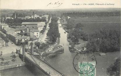 . CPA FRANCE 34 "Agde, L'Hérault et le canal"