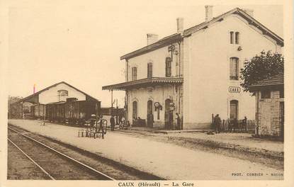 .CPA  FRANCE 34 " Caux, La gare"
