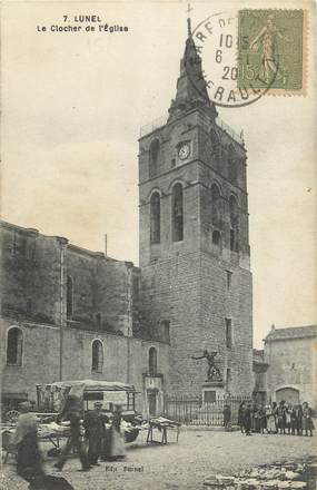 .CPA  FRANCE 34 "Lunel, Le clocher de l'église"