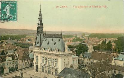 CPA FRANCE 89 "Sens, vue générale et Hotel de ville""