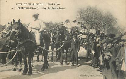 .CPA  FRANCE 34 "  Pézenas,  Chars des quatre saisons, fête de charité du 19 mars 1911"