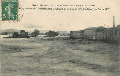 .CPA  FRANCE 34 "  Pézenas,  Inondation du 26 septembre 1907, avenue de Castelnau"