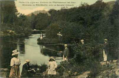 .CPA  FRANCE 34 "  Environs de Rieumajou, Pêche à la ligne" / PECHE