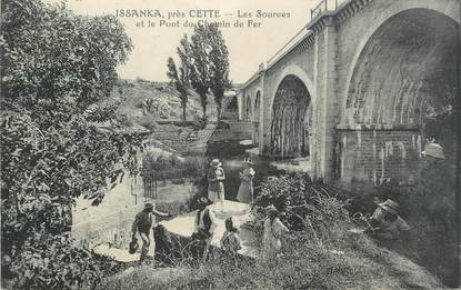 .CPA  FRANCE 34 "  Cette, Issanka, Les sources et le pont du chemin de fer"  