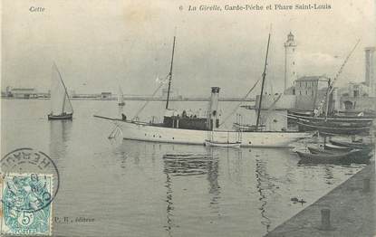 .CPA  FRANCE 34 "  Cette, La girellee, garde pêche et phare St Louis"